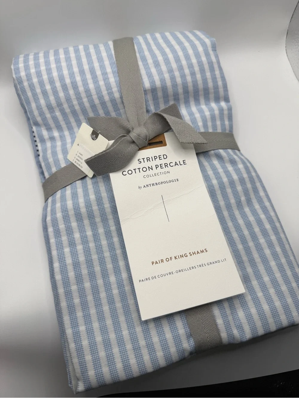Anthropologie Livia Blue Stripe King Duvet Cover & 2 King Shams NWT